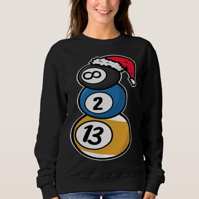 Moletom Billiards Christmas Snowman with Pool Table Balls  (Frente)