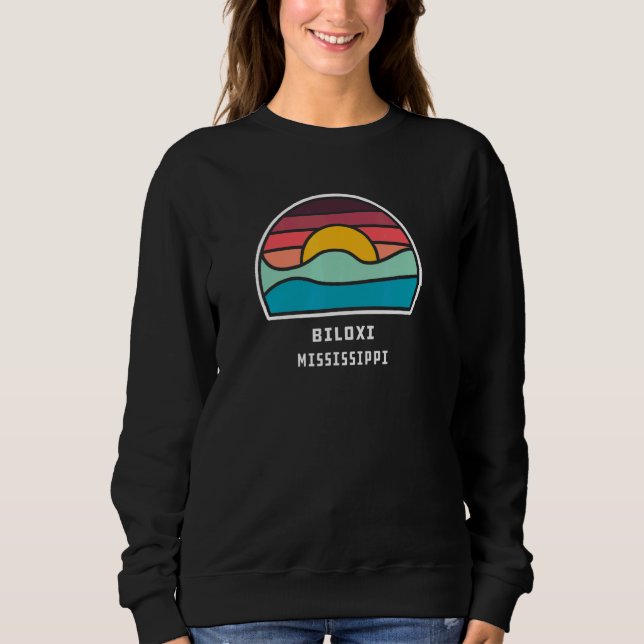 Moletom Biloxi Mississippi Cool Minimalist Ocean Wave (Frente)