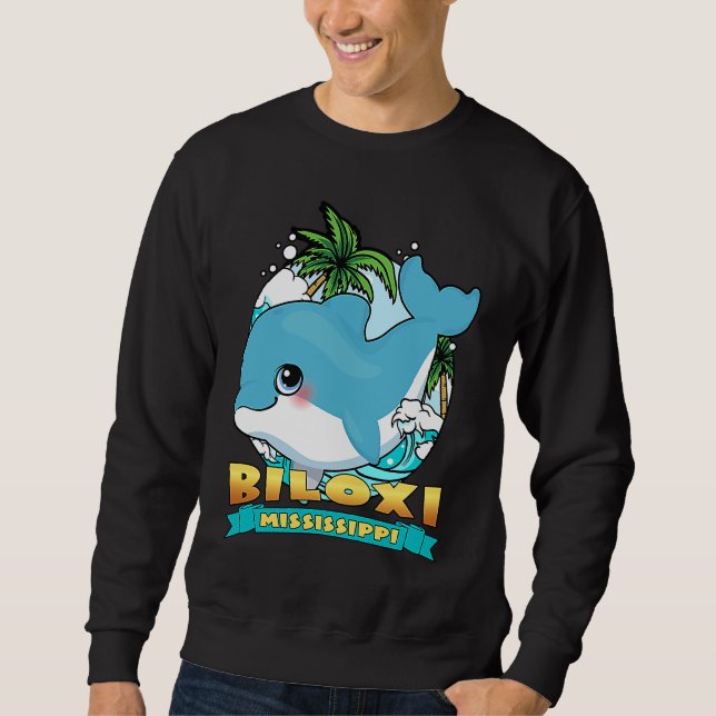 Moletom BILOXI MISSISSIPPI Cute Baby Dolphin Beach Souveni (Frente)