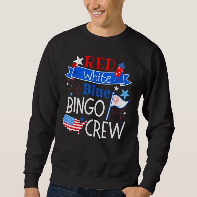 Moletom Bingo Crew Red White Blue American Patriotic Fourt (Frente)