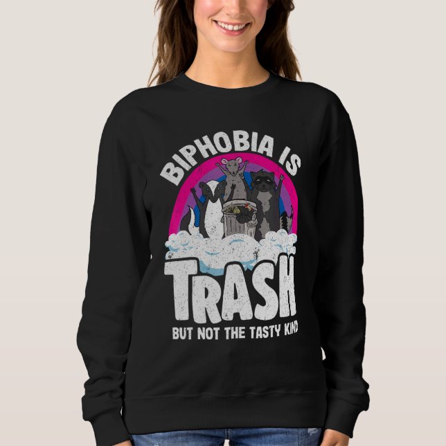 Moletom Biphobia É Trash Ogambm Raccoon Bisexual Flag Bi (Frente)