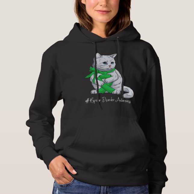 Moletom Bipolar Disorder Awareness Month Green Ribbon Cat (Frente)