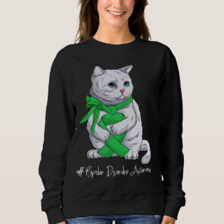 Moletom Bipolar Disorder Awareness Month Green Ribbon Cat