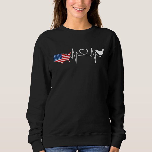 Moletom Birdwatching Heartbeat Patriotic American Flag USA (Frente)