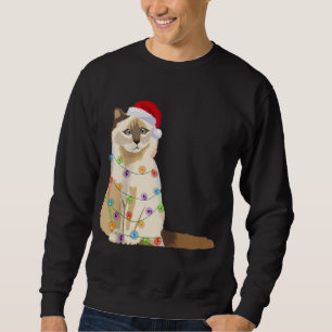 Moletom Birman Cat Christmas Lights Xmas Cat Lover Papais