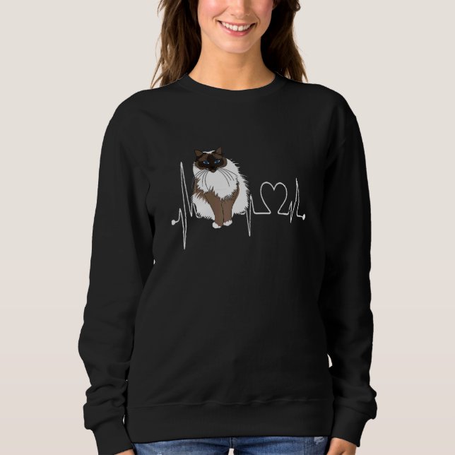 Moletom Birman Cat Heartbeat EKG  Cat Kitten  Design (Frente)