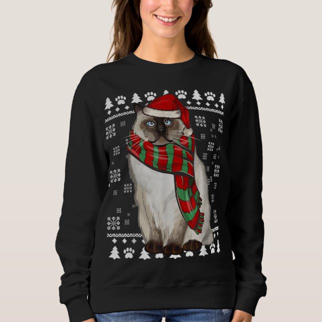 Moletom Birman Cat Santa Hat Natal Feio Natal (Frente)