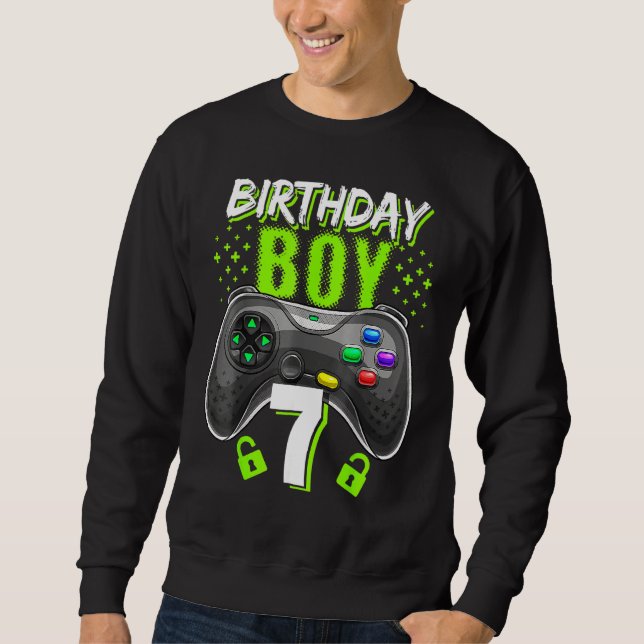 Moletom Birthday Boy 7 Video Game Controller Gamer 7 Bir (Frente)
