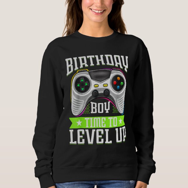Moletom Birthday Boy Time To Level Up Video Game Birthday  (Frente)