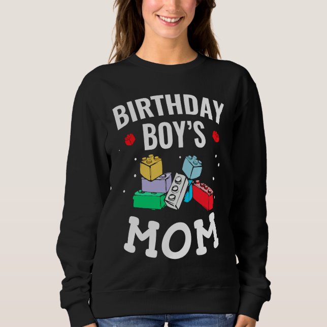 Moletom Birthday Boy's Mom Building Blocks  4 (Frente)