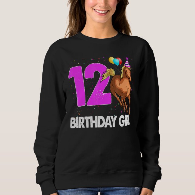 Moletom Birthday Girl 12 Riding Rider Horse Love Party (Frente)