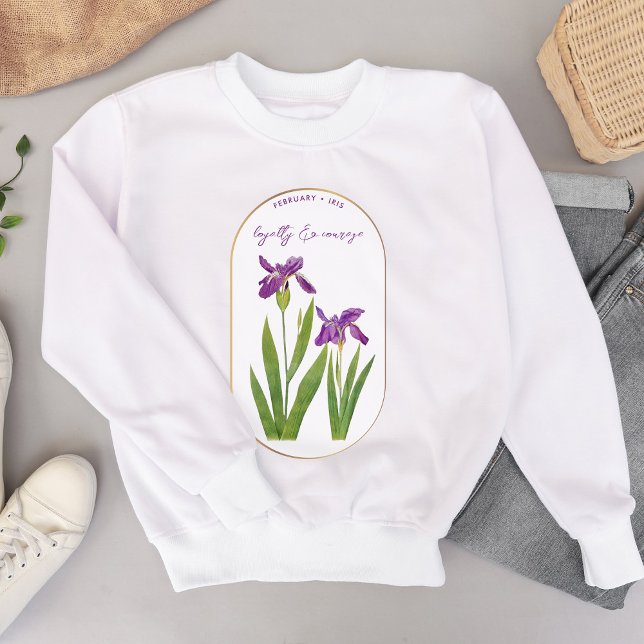 Moletom Birthday Iris fevereiro (Birth Flower Month February Birthday Iris Sweatshirt)
