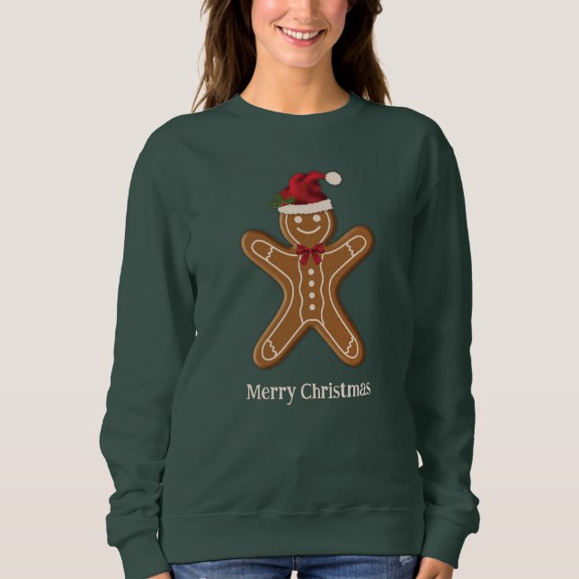 Moletom Biscoito de Natal de Gengibre Festivo Com Texto (Frente)