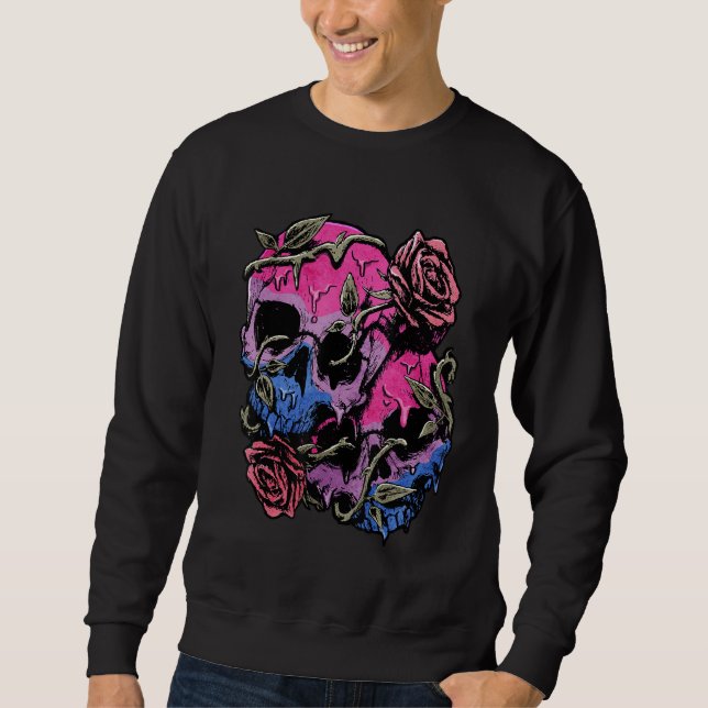 Moletom Bisexual Bi Pride Flag Gothic Skull (Frente)