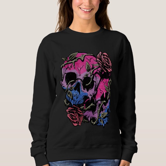 Moletom Bisexual Bi Pride Flag Gothic Skull (Frente)