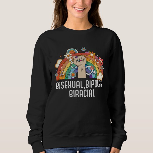 Moletom Bisexual Bipolar Biracial Rainbow Pride Bisexualit (Frente)