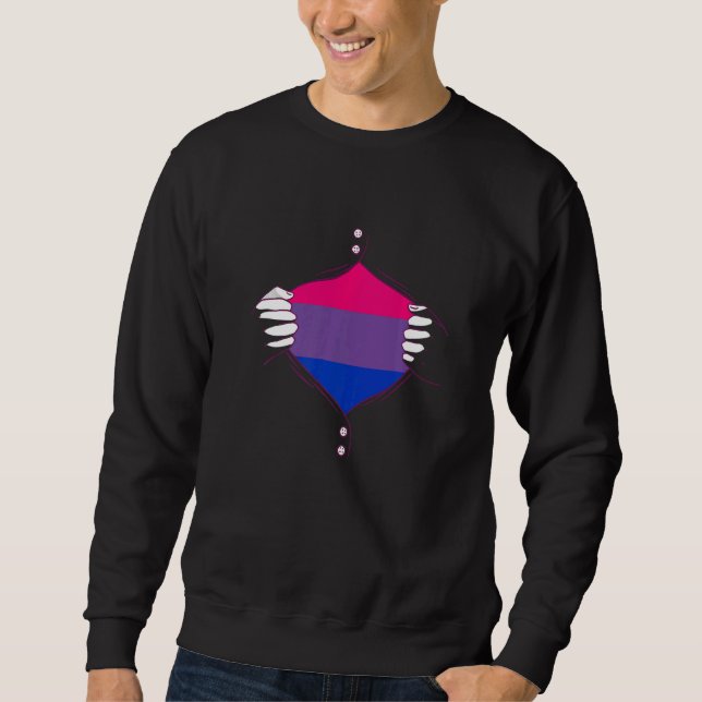 Moletom Bisexual Pride Chest Bisexual Flag LGBTQ Bi Pride  (Frente)