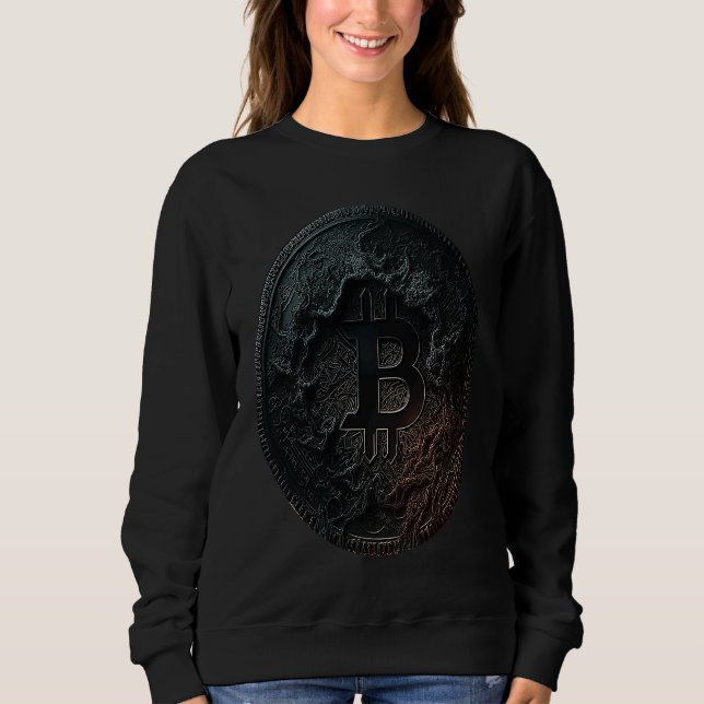 Moletom Bitcoin Coin Crypto Illustration Dark Black (Frente)