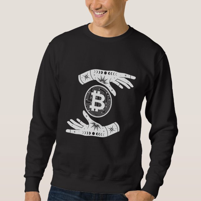 Moletom Bitcoin Hodl Mão Segurando Moeda Digital Criptomoe (Frente)