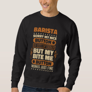 Moletom Bite-me Botão funciona Bela Barista para o café