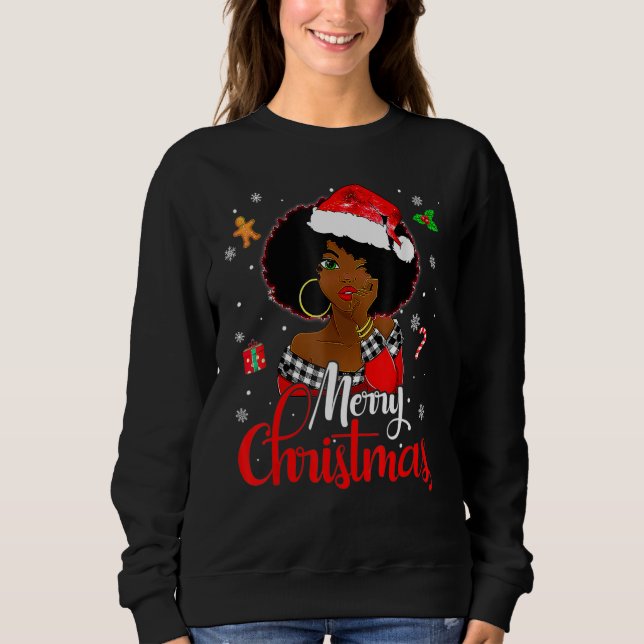 Moletom Black African Girl American Melanin Christmas Sant (Frente)