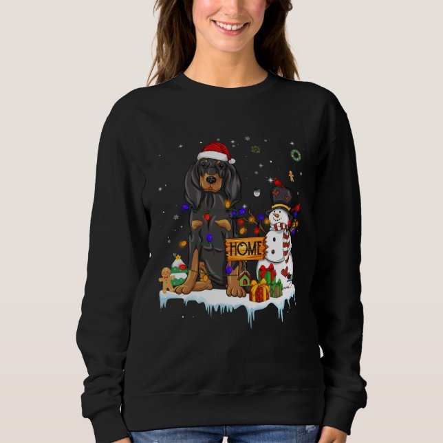 Moletom Black And Tan Coonhound Dog With Santa Hat Christm (Frente)