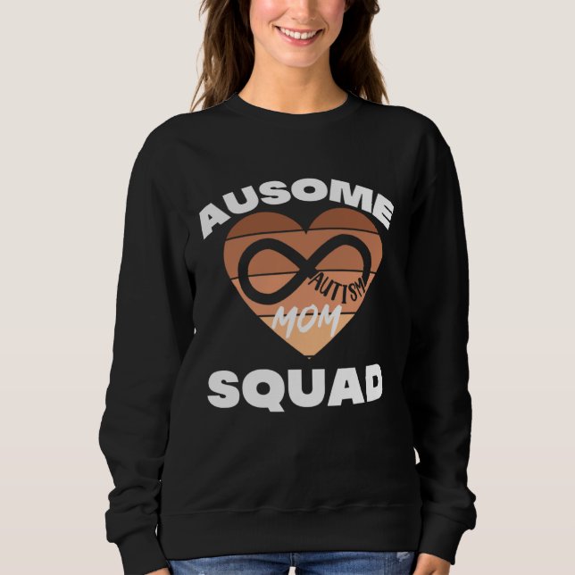 Moletom Black Autism Mom Ausome Mom Squad Autism Day Infin (Frente)