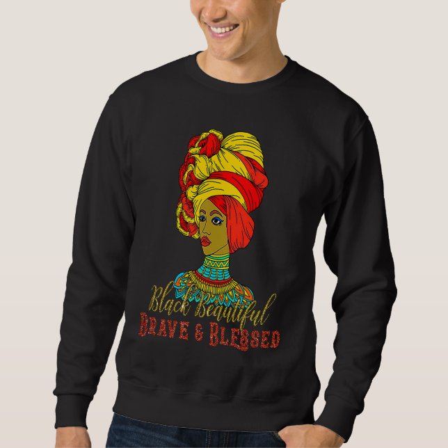 Moletom Black Beautiful Brave & Blessed Afro Hair Black Qu (Frente)