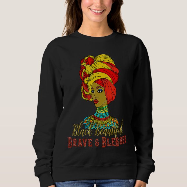 Moletom Black Beautiful Brave & Blessed Afro Hair Black Qu (Frente)
