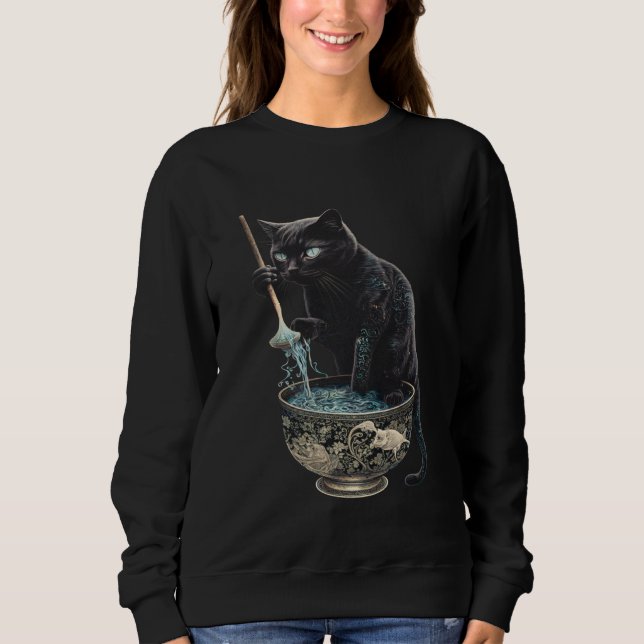 Moletom Black Cat Fishing Noodles Graphic Tees Men Women B (Frente)