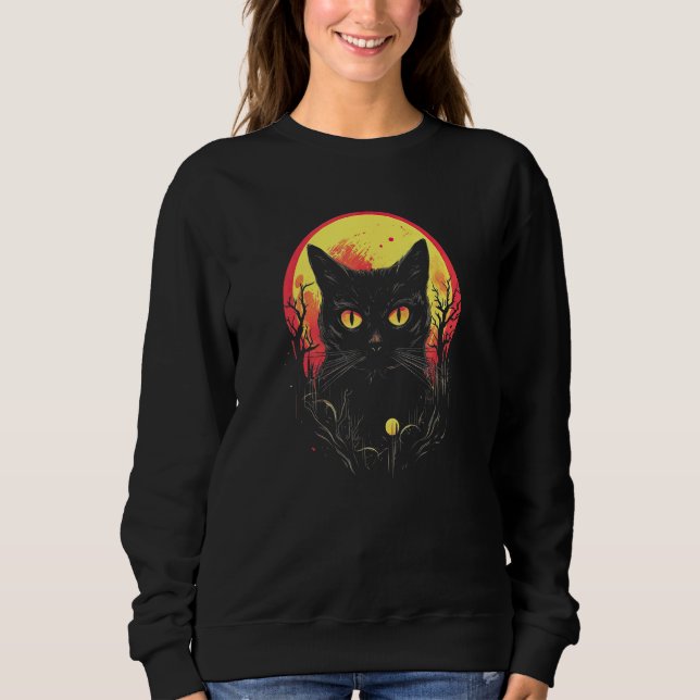 Moletom Black Cat Forest Moon Mystical Cat (Frente)