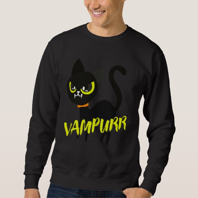 Moletom Black Cat Halloween Vampurr I Fun Vampire Cat Cost (Frente)