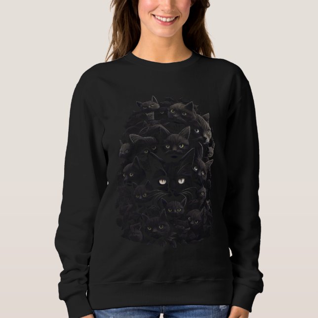 Moletom Black Cat Pile  Graphic Tees Men Women Boys Girls (Frente)