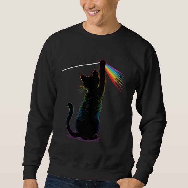 Moletom Black Cat Rainbow Light Prism Science Lover Physic (Frente)