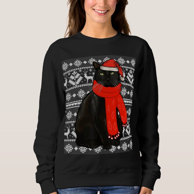 Moletom Black Cat Santa Hat Febre Fresca De Natal X (Frente)