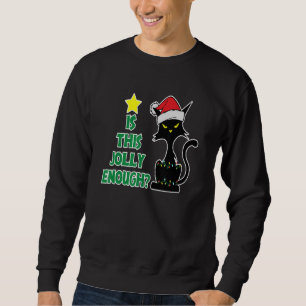 Moletom Black Cat Santa Hat Natal Luzes de Natal Sweater T