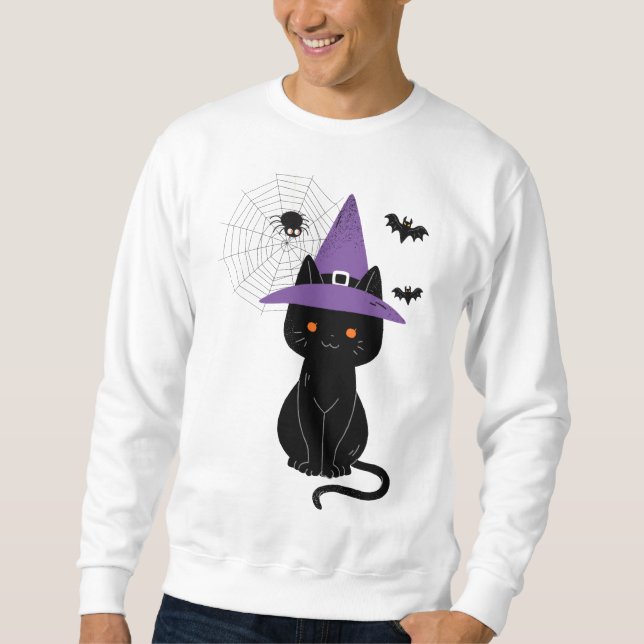 Moletom Black Cat Witch Halloween (Frente)