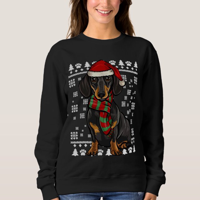 Moletom Black Dachshund Dog Santa Hat Xmas (Frente)