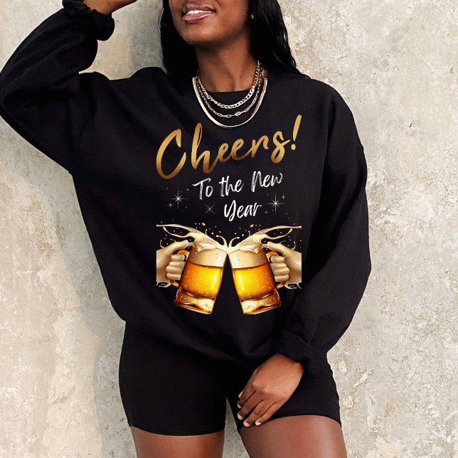 Moletom Black & Dourado Cheers to Véspera de ano novo Part (Black & Gold Cheers to New Years Eve Party 2024 Sweatshirt)
