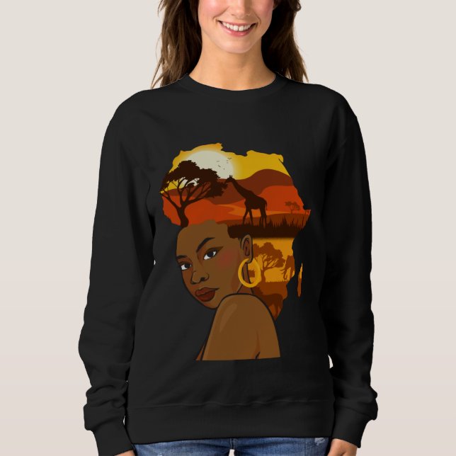 Moletom Black Girl Woman Afro Hair African Continent Black (Frente)