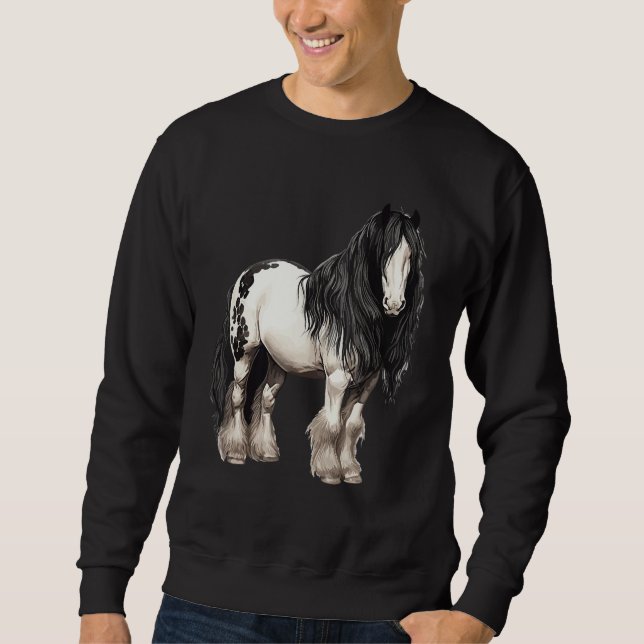 Moletom Black Gypsy Vanner Horse  Riding Equestrian (Frente)