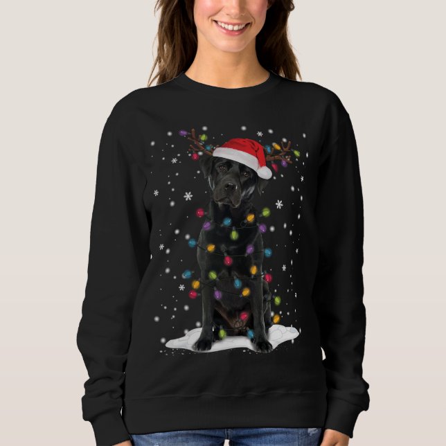 Moletom Black Lab Labrador Árvore de Natal Light Pajama Do (Frente)
