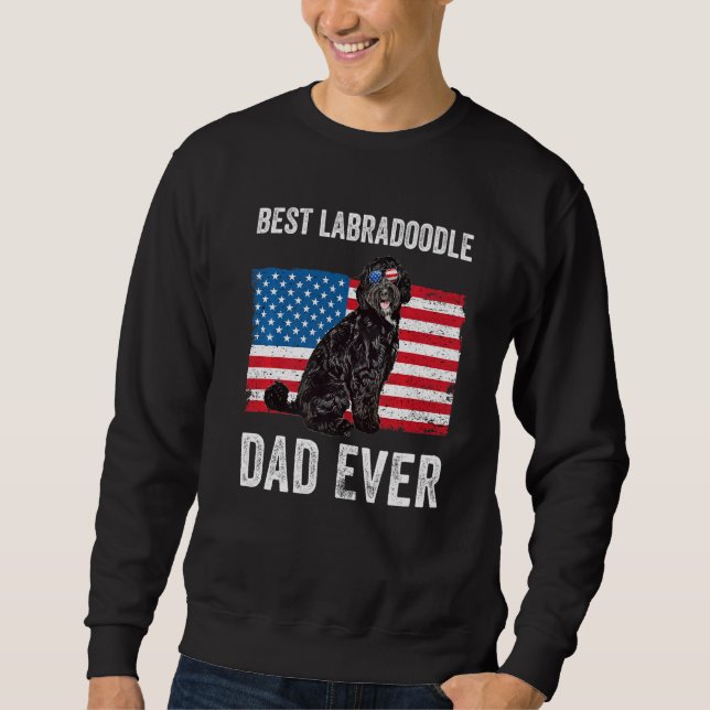 Moletom Black Labradoodle Pai American Flag Dono (Frente)