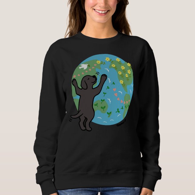 Moletom Black Labrador Puppy I Love Earth (Frente)