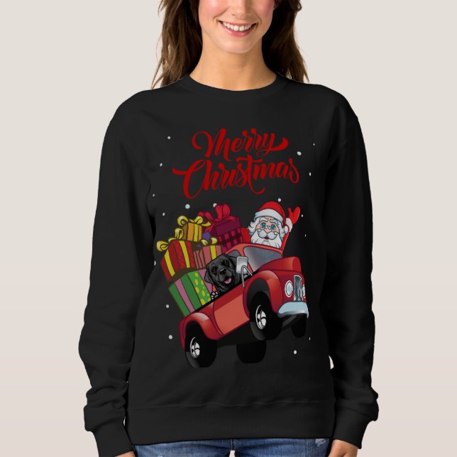 Moletom Black Labrador Retriever Com Papai Noel Vermelho (Frente)