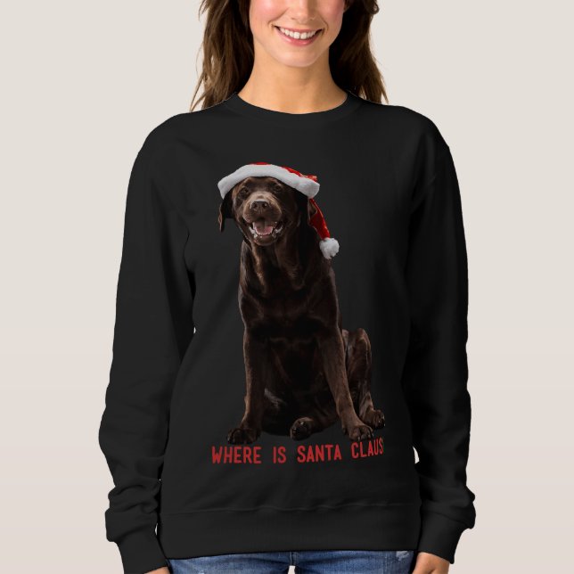 Moletom Black Labrador Retriever Sentado No Natal (Frente)