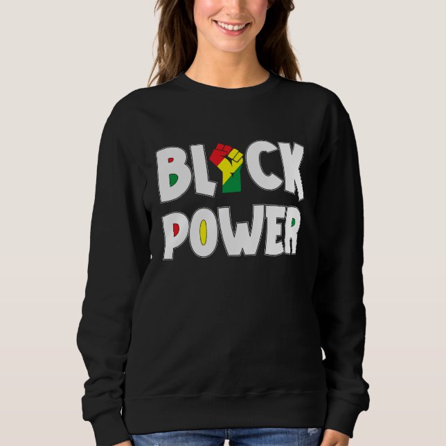 Moletom Black Power African American Fist Raised Fist Blac (Frente)