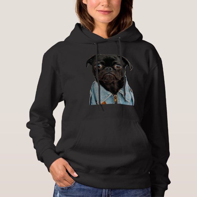 Moletom Black Pug in Jeans Sticker Classic T-Shirt 181 (Frente)