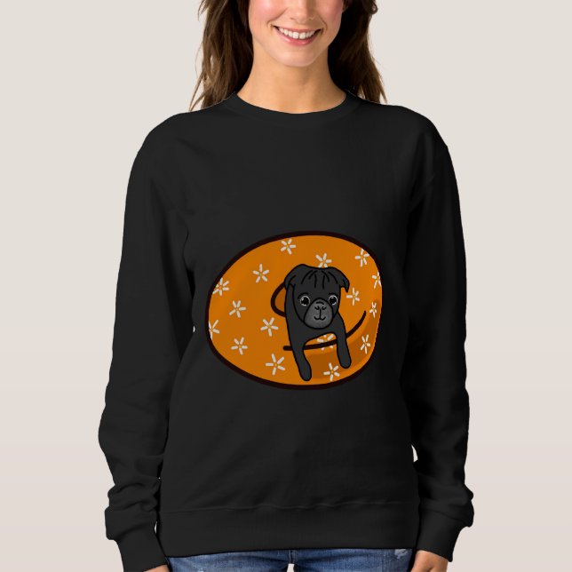 Moletom Black Pug in Orange Inner Tube Classic T-Shirt 817 (Frente)