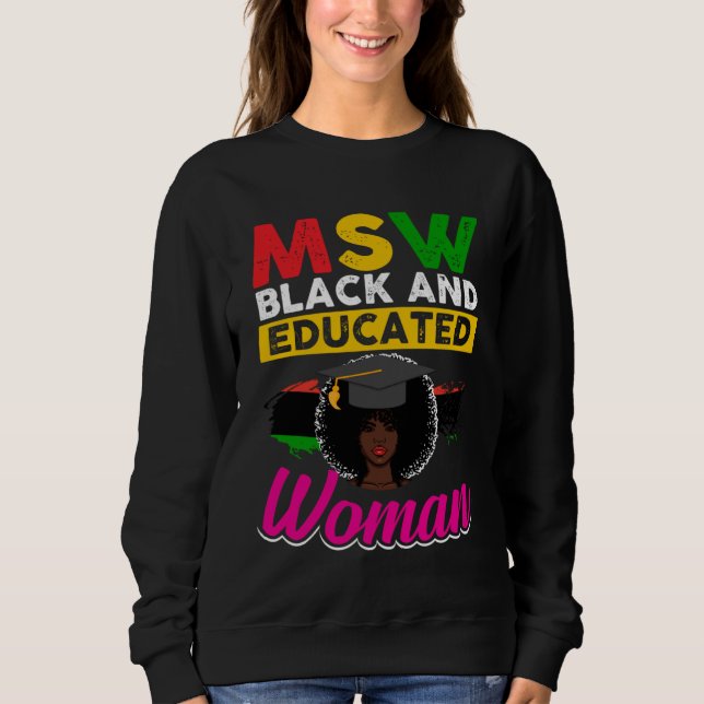 Moletom Black Queen MSW Social Work Woman Masters Graduati (Frente)